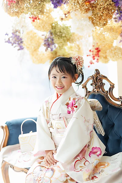 七五三 3歳女の子 白い着物